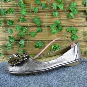 Naturalizer Metallic Pewter Ballet Flat with Flower Accent
